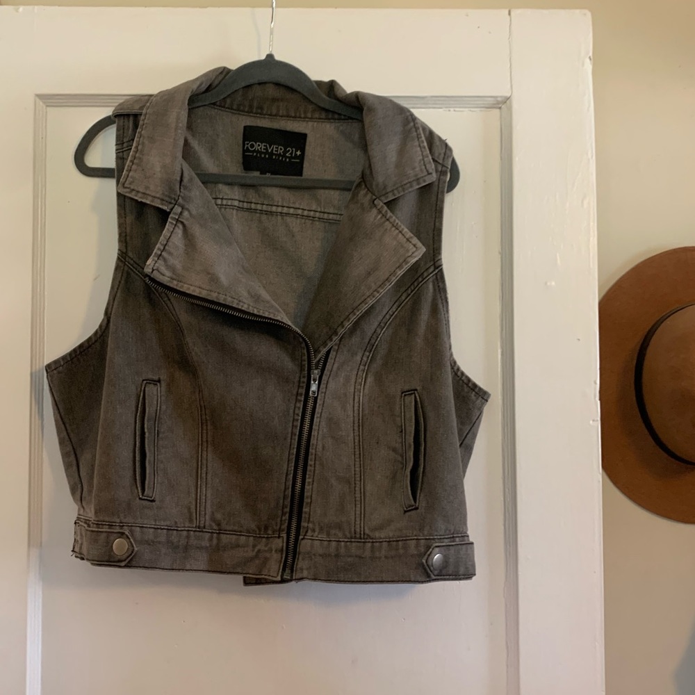 Black Denim Moto Vest